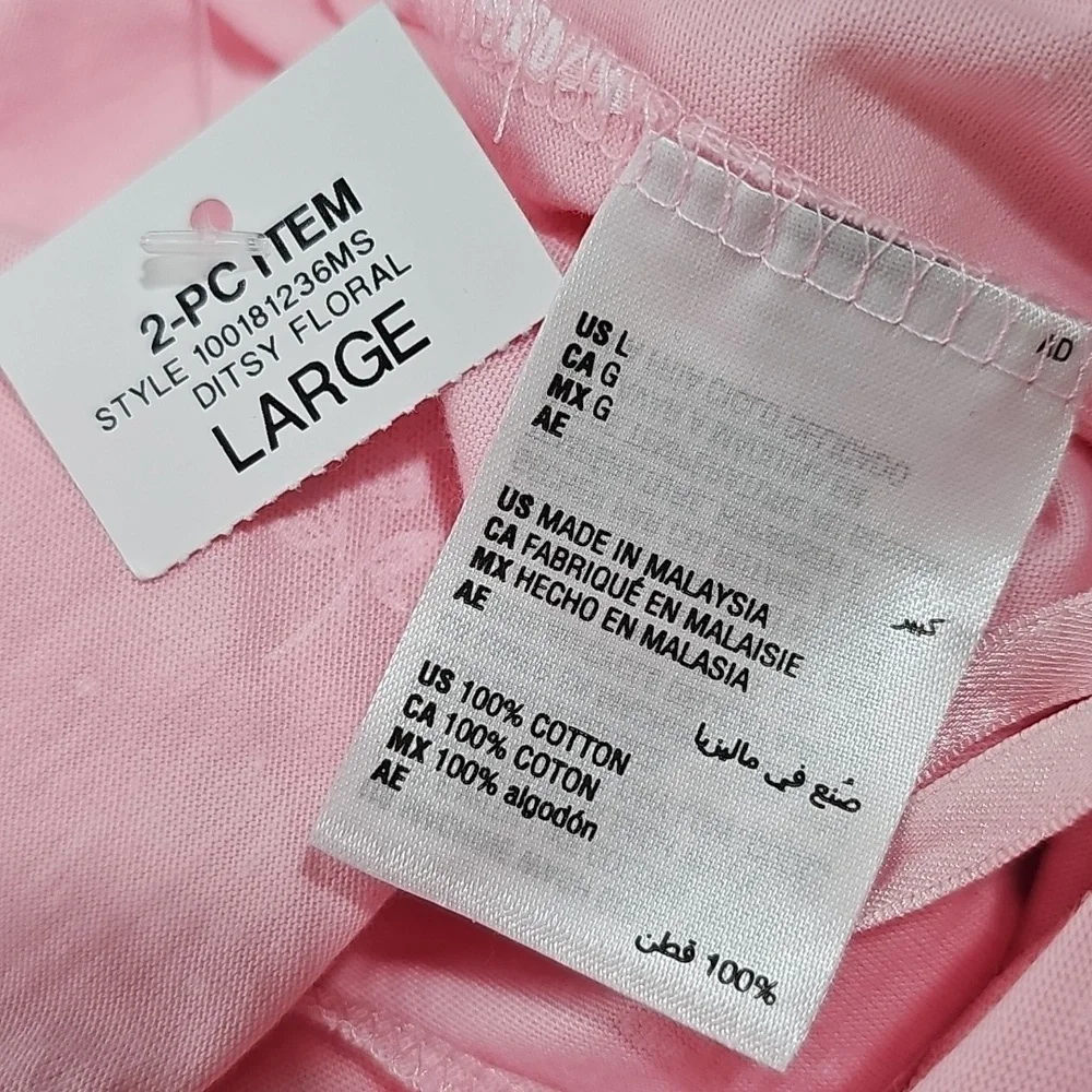 NWT Charter Club Intimates Ditsy Floral Capri Pink Button Front Pajama Set 2PC L